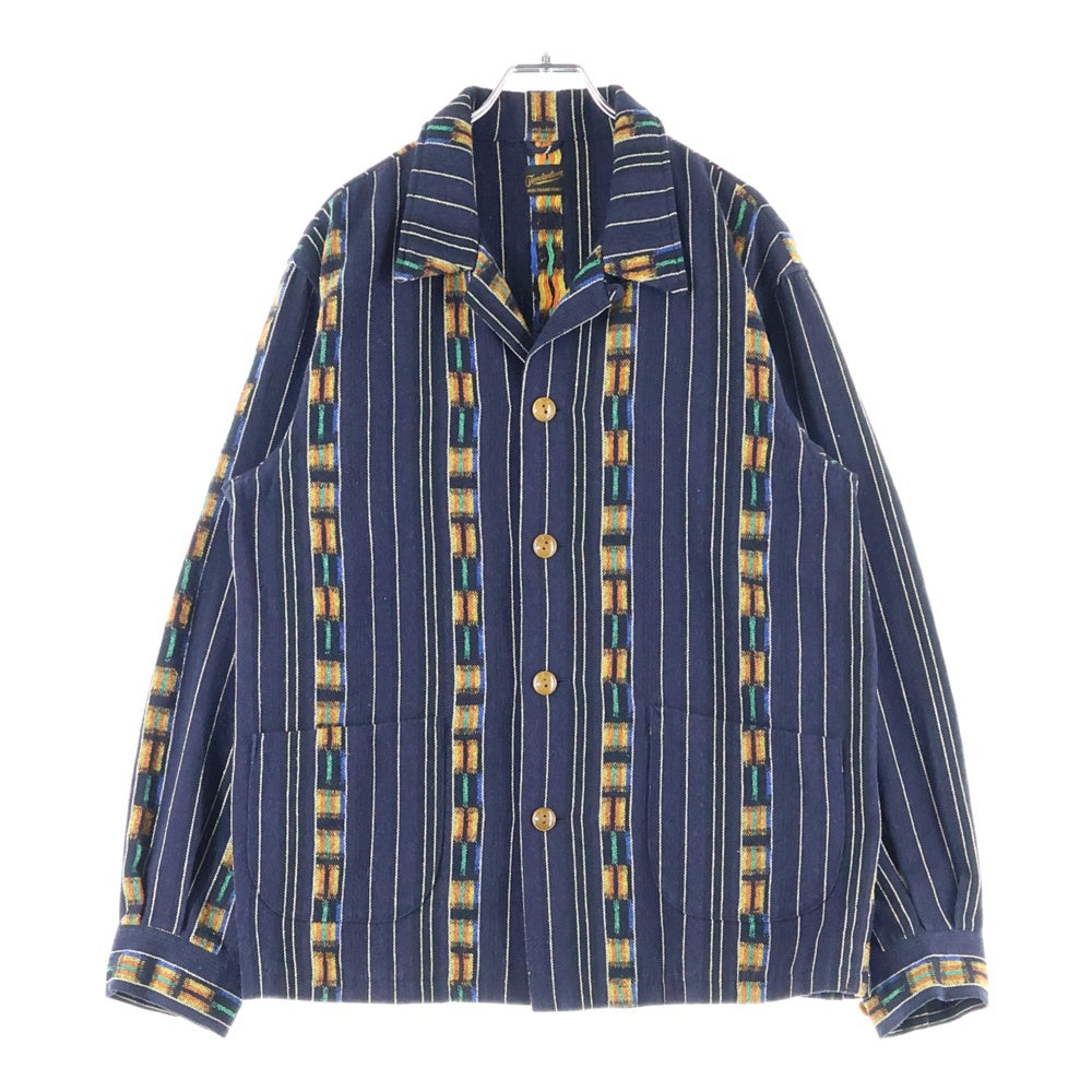 TENDERLOIN(テンダーロイン) 14SS T-GTM JKT ネイティブパターン 長袖コットンシャツジャケット ネイビー