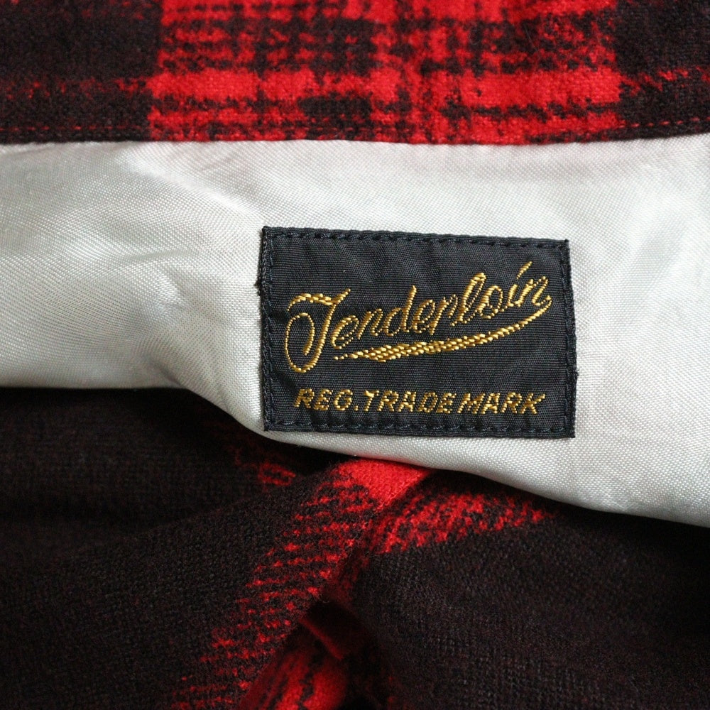 TENDERLOIN(テンダーロイン) オープンカラー コットンチェック 長袖ネルシャツ レッド