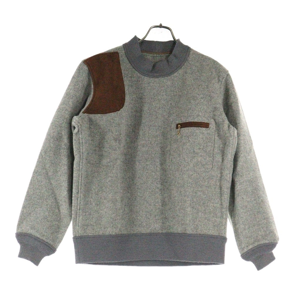 TENDERLOIN(テンダーロイン) GOKEY WOOL SWEAT SHIRT レザーパッチ クルーネックセーター グレー