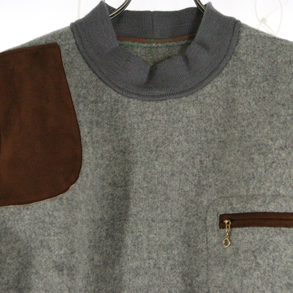 TENDERLOIN(テンダーロイン) GOKEY WOOL SWEAT SHIRT レザーパッチ クルーネックセーター グレー