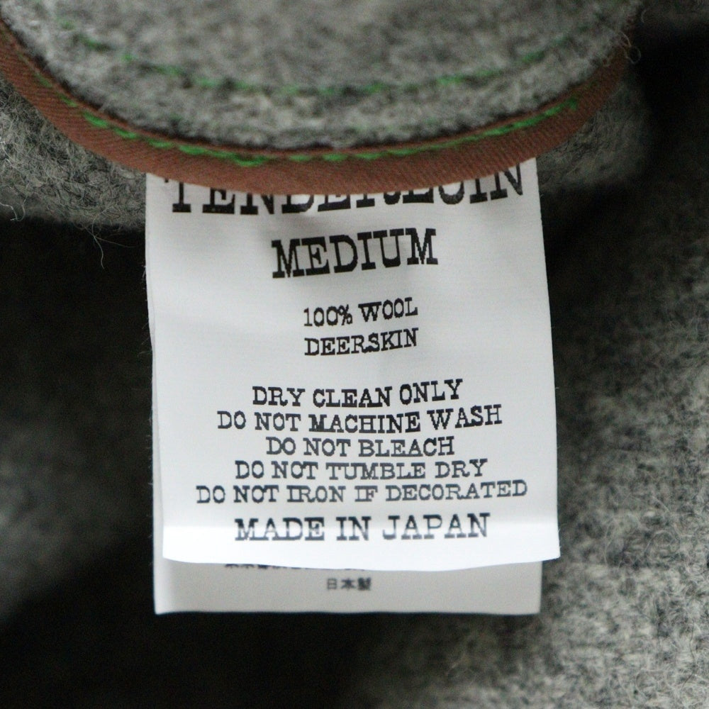 TENDERLOIN(テンダーロイン) GOKEY WOOL SWEAT SHIRT レザーパッチ クルーネックセーター グレー
