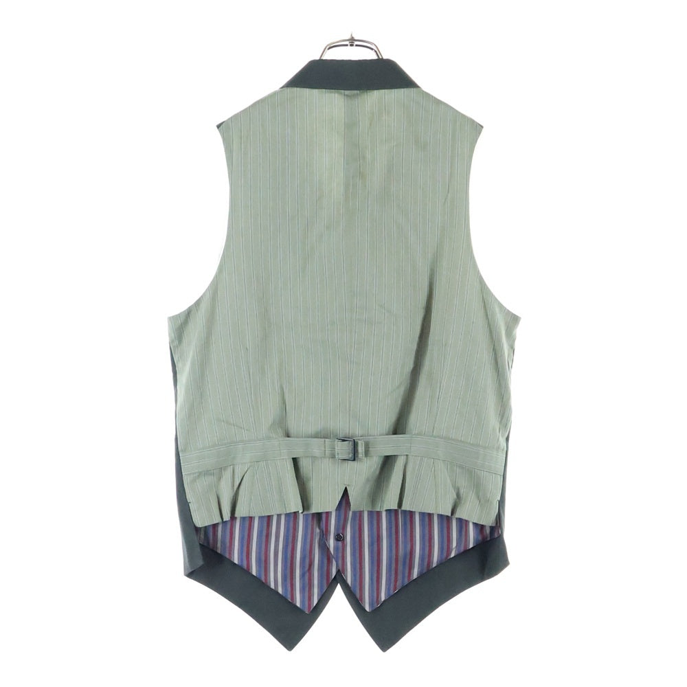 Yohji Yamamoto POUR HOMME(ヨウジヤマモト プールオム) 24SS レイヤード ストライプ ベストジャケット カーキ HS-V06-801