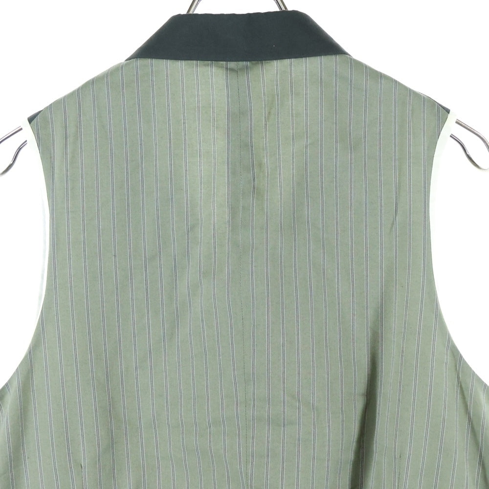 Yohji Yamamoto POUR HOMME(ヨウジヤマモト プールオム) 24SS レイヤード ストライプ ベストジャケット カーキ HS-V06-801