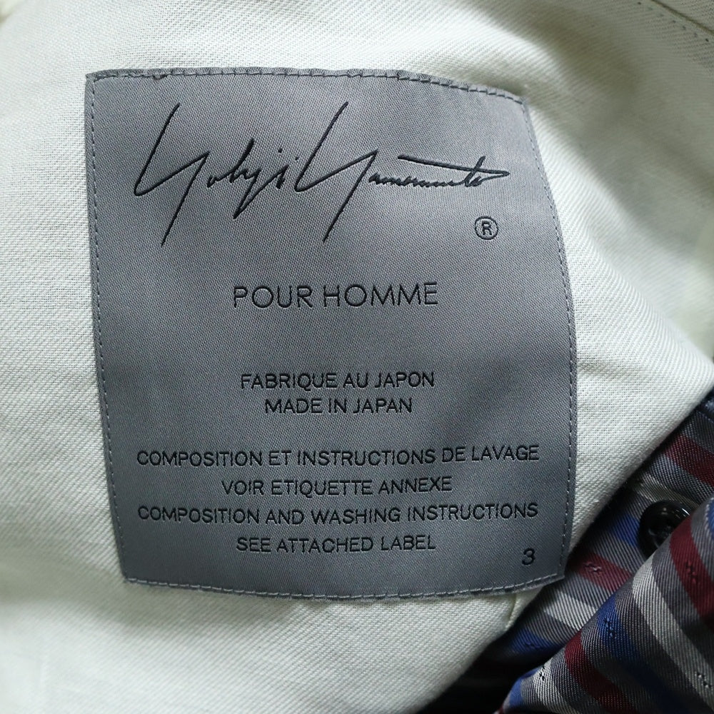 Yohji Yamamoto POUR HOMME(ヨウジヤマモト プールオム) 24SS レイヤード ストライプ ベストジャケット カーキ HS-V06-801