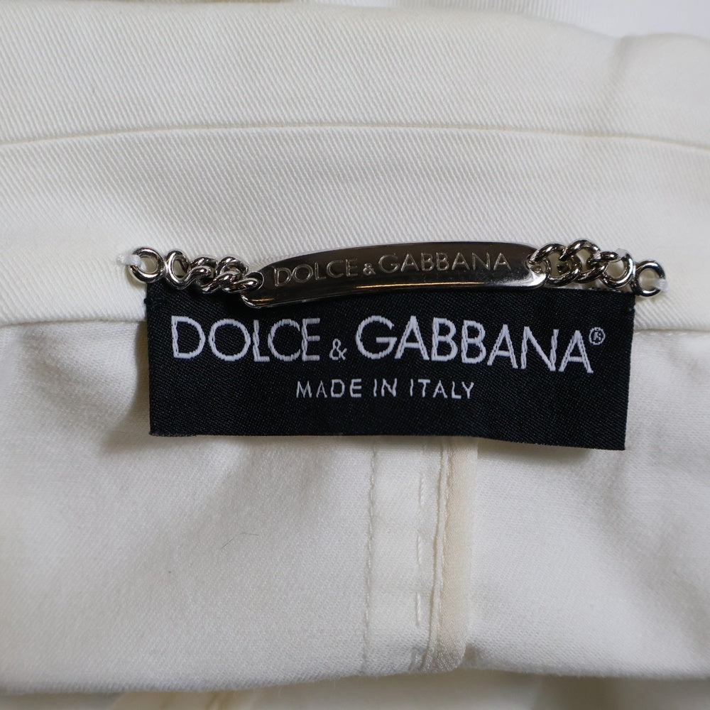 DOLCE & GABBANA(ドルチェアンドガッバーナ) DGロゴボタン コットン テーラードジャケット レディース F2637T ホワイト