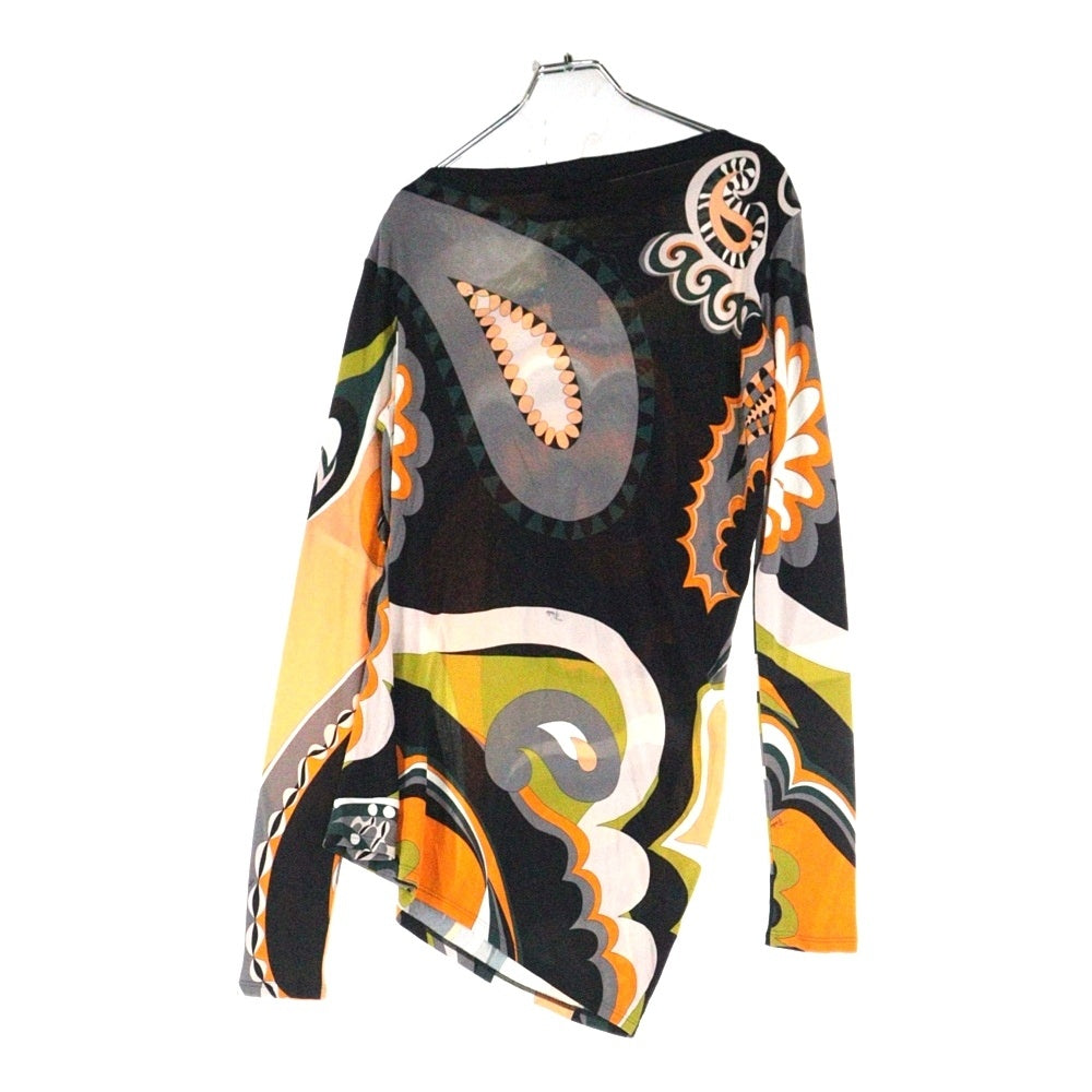 EMILIO PUCCI(エミリオプッチ) 総柄 アシメントリー 長袖ワンピース マルチ レディース