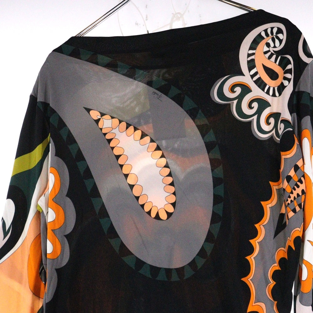 EMILIO PUCCI(エミリオプッチ) 総柄 アシメントリー 長袖ワンピース マルチ レディース