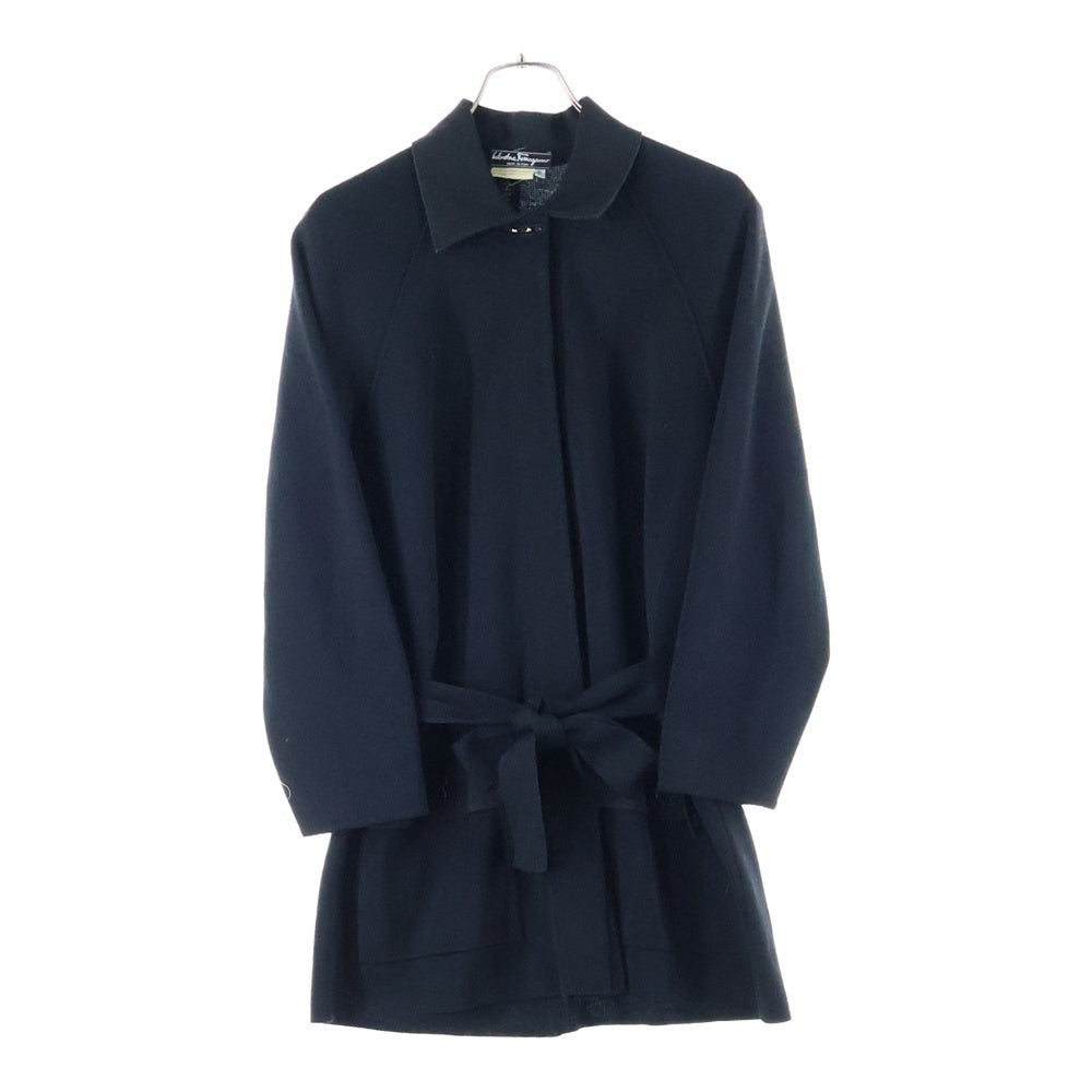 Salvatore Ferragamo(サルヴァトーレ フェラガモ) 襟付き ニットロングカーディガン ブラック レディース