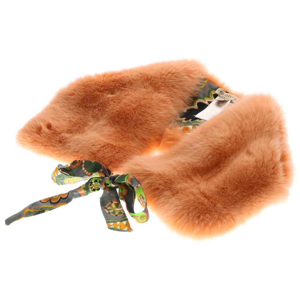 EMILIO PUCCI(エミリオプッチ) 裏地ペイズリー スカーフ ファー オレンジ レディース