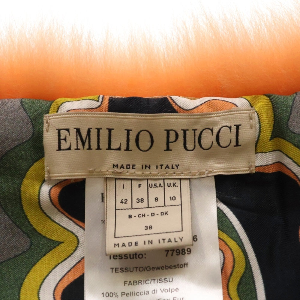 EMILIO PUCCI(エミリオプッチ) 裏地ペイズリー スカーフ ファー オレンジ レディース