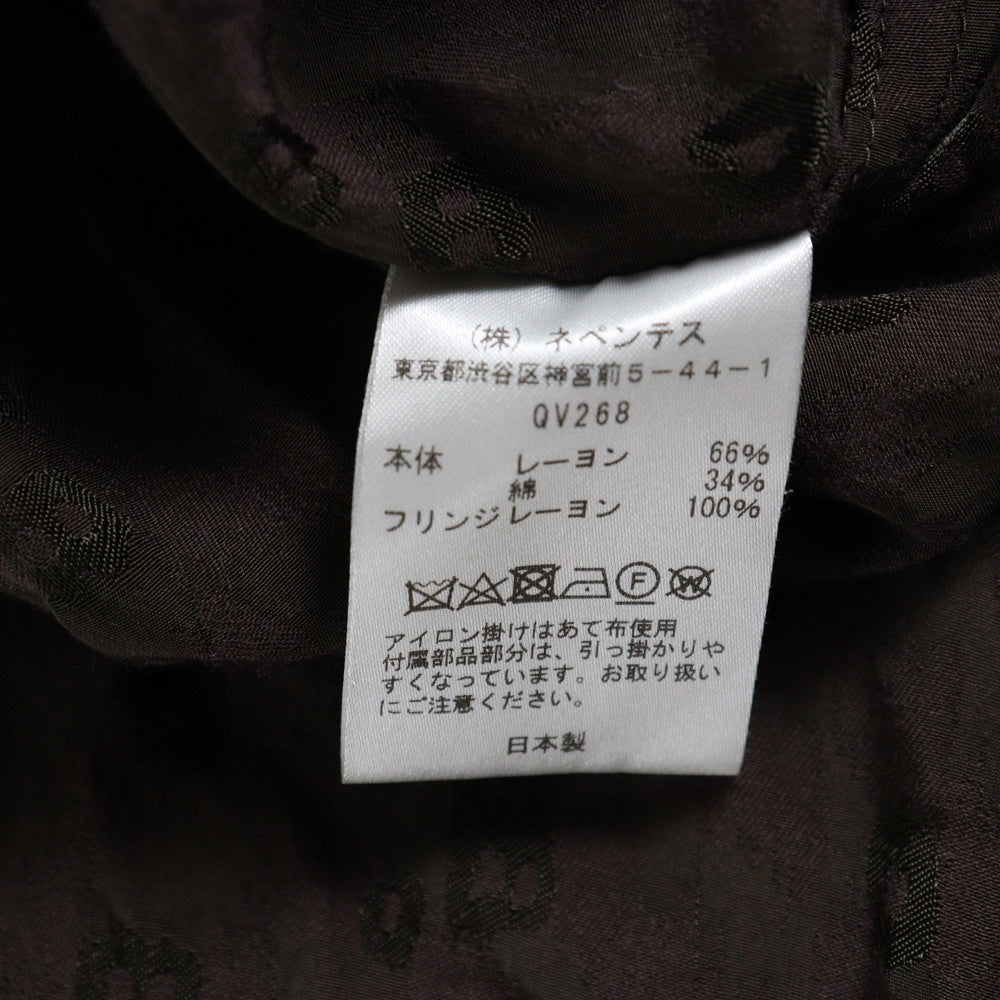 Needles(ニードルス) Fringe Open Collar Shirt Dress フリンジオープンカラー シャツワンピース QV268 ブラウン