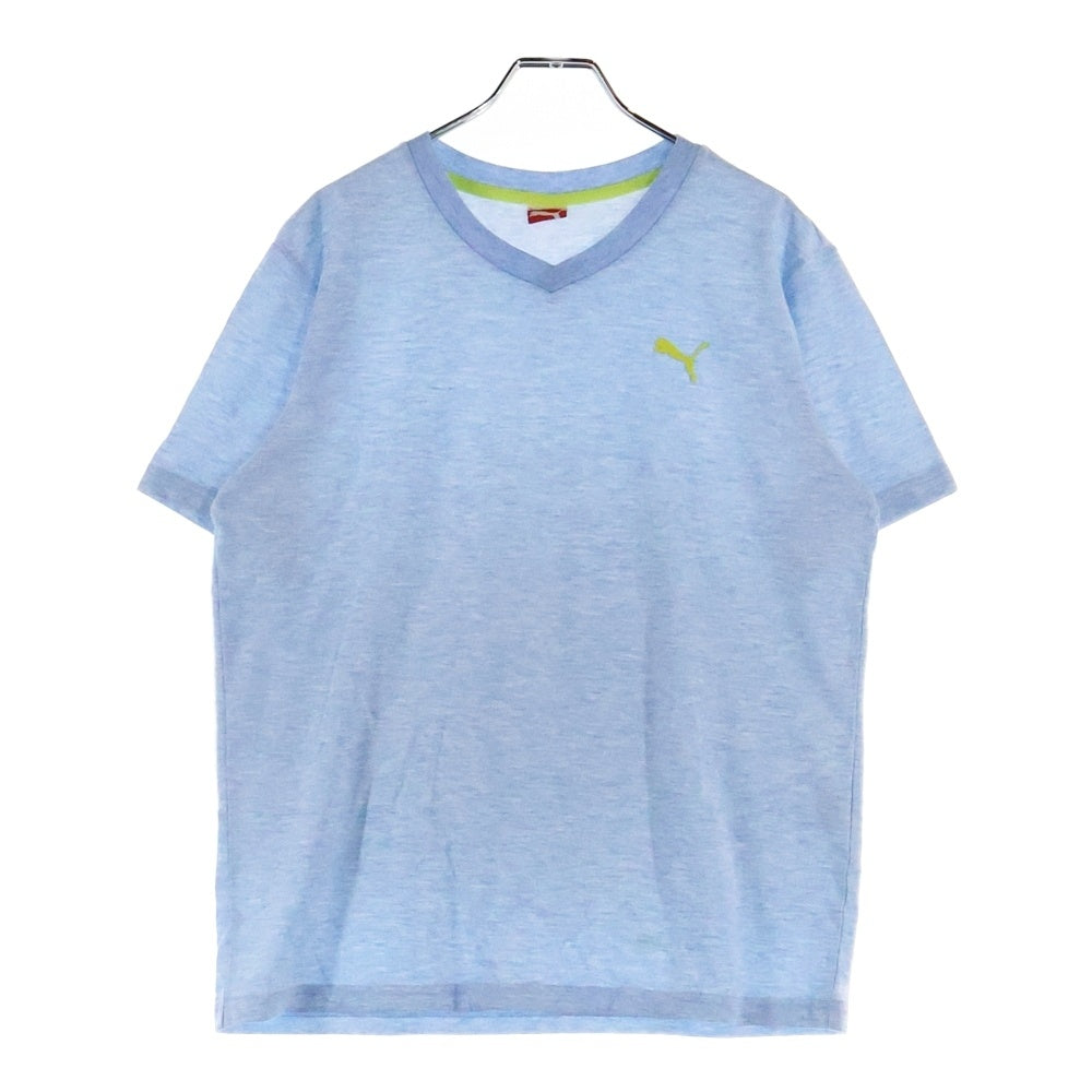 PUMA(プーマ) ロゴパッチ クルーネック半袖カットソー ブルー