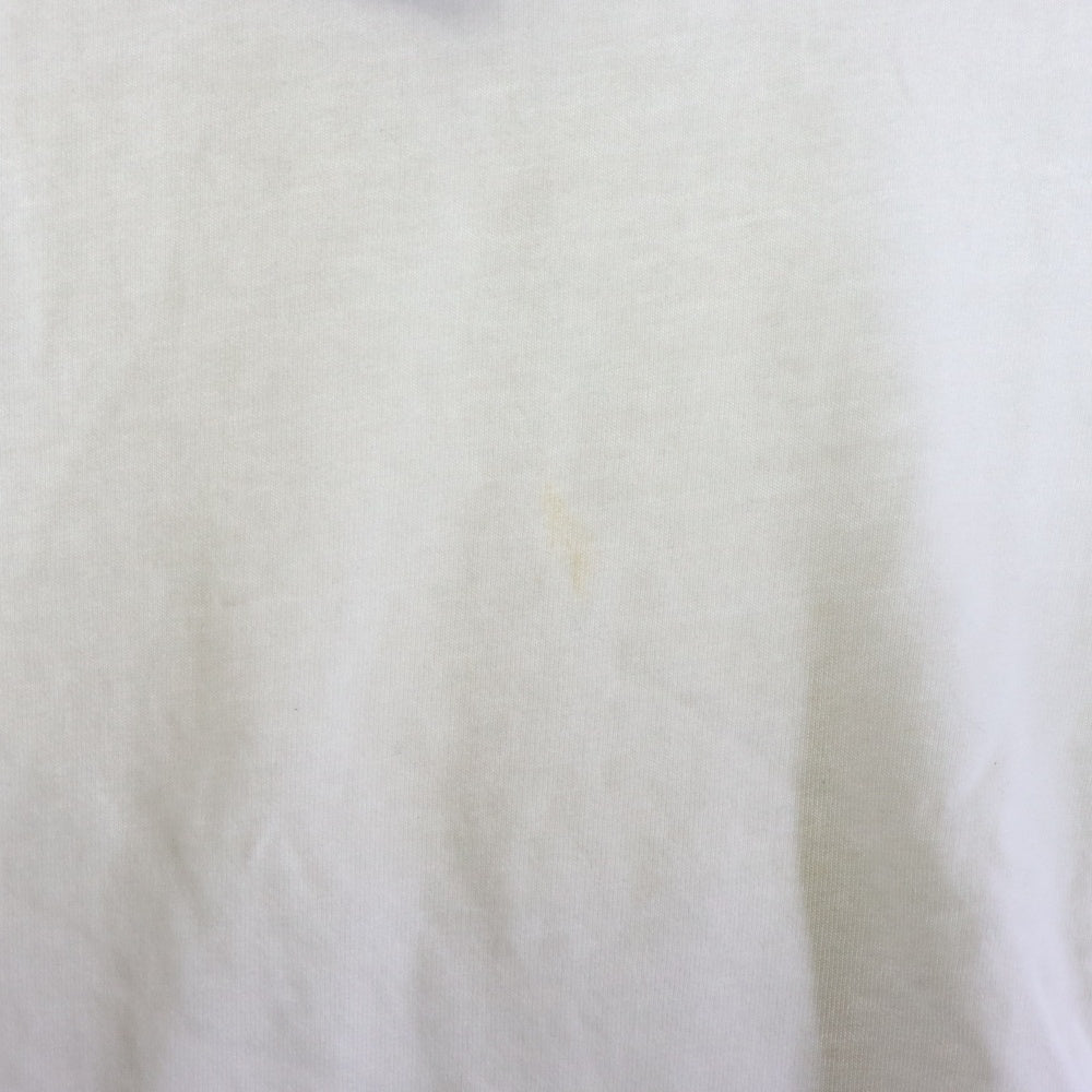 NO BRAND(ノーブランド) ワンポイント ロゴ刺繍 Vネック TEE ホワイト