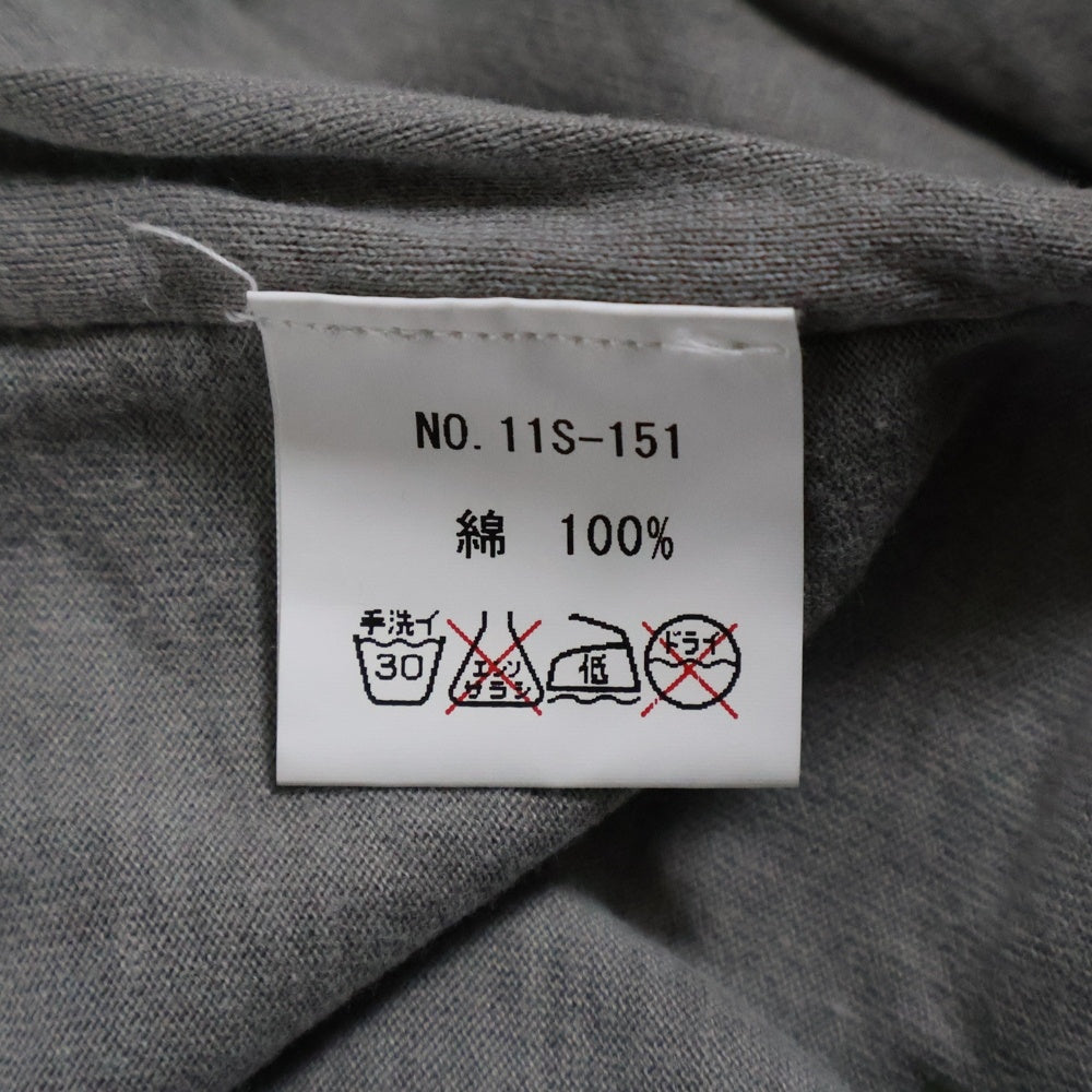 NO BRAND(ノーブランド) 無地 Uネック 半袖カットソー グレー