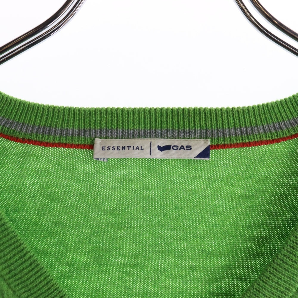 GAS(ガス) Vネック 長袖ニット グリーン