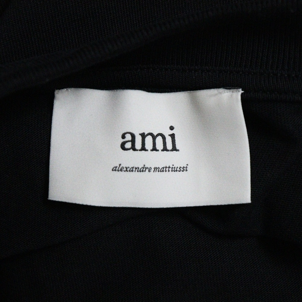 AMI Alexandre Mattiussi(アミアレクサンドルマテュッシ) Heavy Cotton T-Shirt ロゴ刺繍 クルーネック半袖カットソー ブラック UTS341.726
