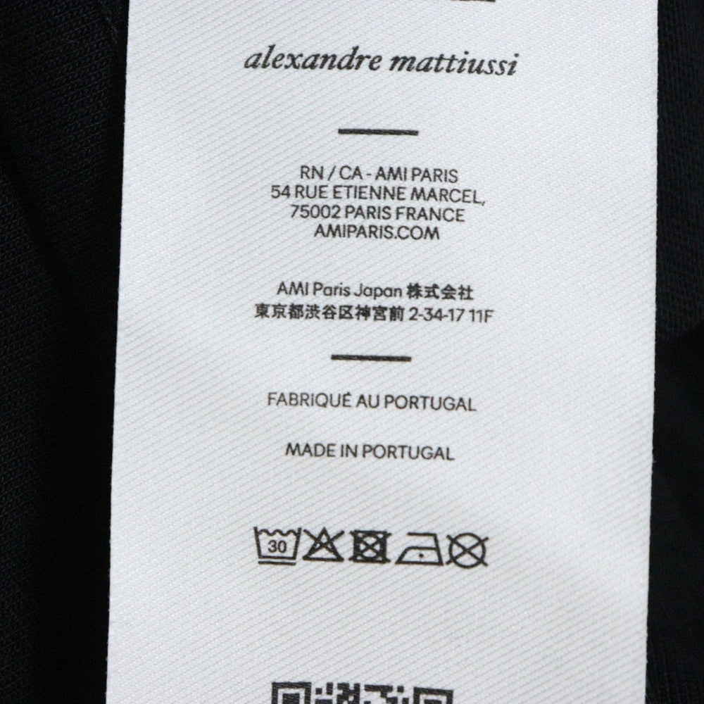 AMI Alexandre Mattiussi(アミアレクサンドルマテュッシ) Heavy Cotton T-Shirt ロゴ刺繍 クルーネック半袖カットソー ブラック UTS341.726