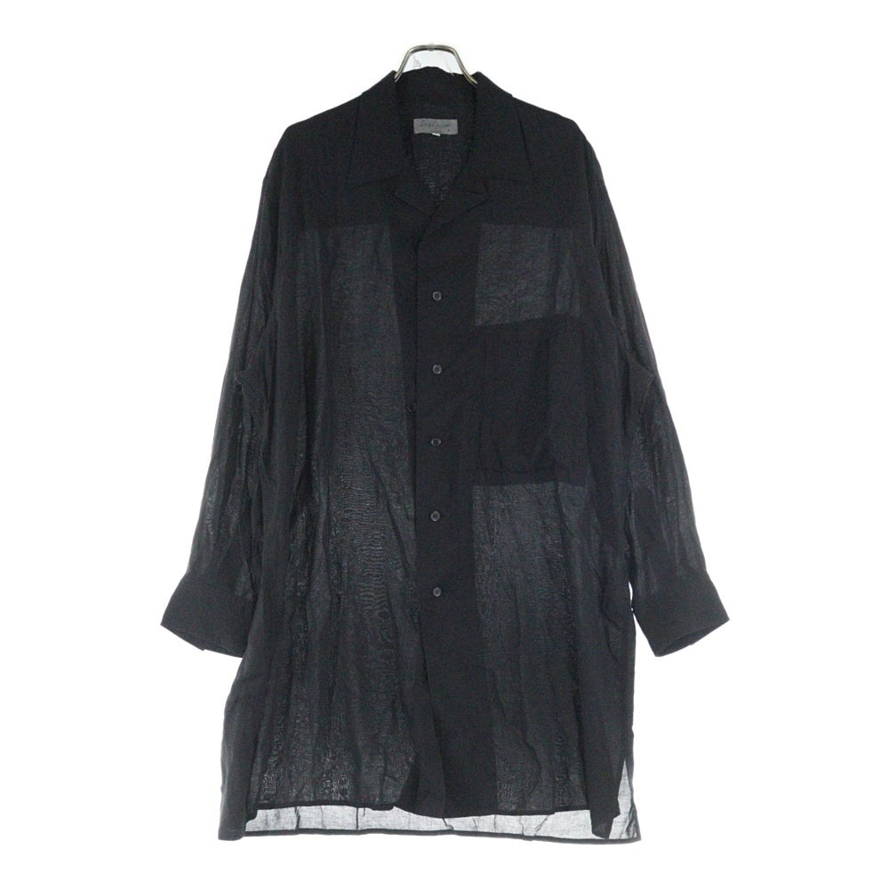 Yohji Yamamoto POUR HOMME(ヨウジヤマモト プールオム) Cellulose Lawn M-Shirt Coat 長袖ロングシャツ ブラック HZ-B32-212