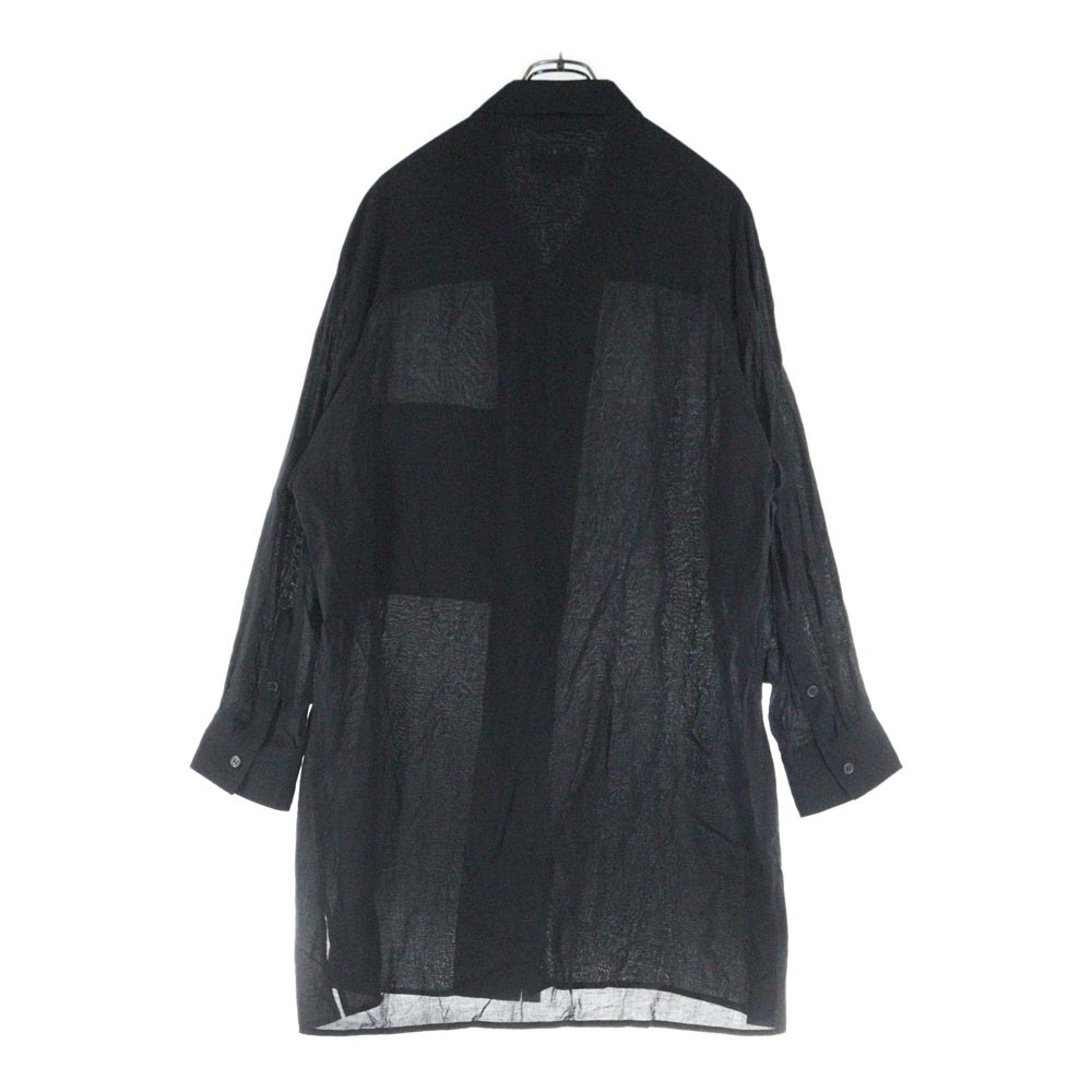 Yohji Yamamoto POUR HOMME(ヨウジヤマモト プールオム) Cellulose Lawn M-Shirt Coat 長袖ロングシャツ ブラック HZ-B32-212