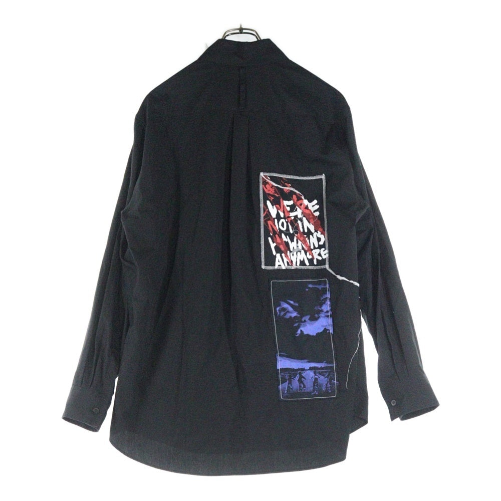 Yohji Yamamoto(ヨウジヤマモト) S'YTE×STRANGER THINGS イラスト パッチワーク 長袖シャツ ブラック UM-B52-080