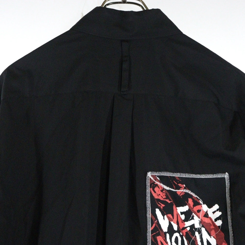 Yohji Yamamoto(ヨウジヤマモト) S'YTE×STRANGER THINGS イラスト パッチワーク 長袖シャツ ブラック UM-B52-080