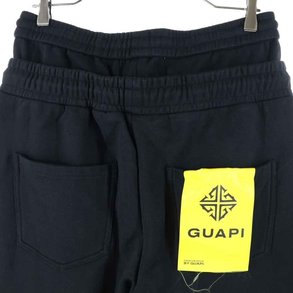 GUAPI(グアピ) ラインストーン ダブルレイヤード スウェットパンツ ブラック