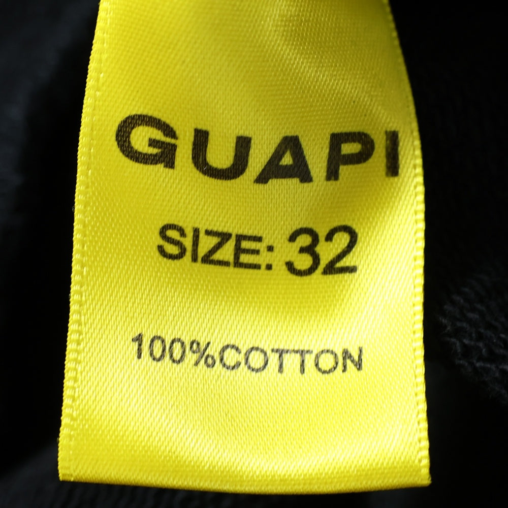 GUAPI(グアピ) ラインストーン ダブルレイヤード スウェットパンツ ブラック