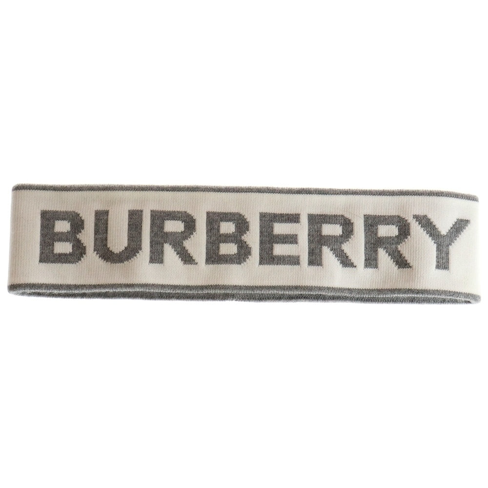 BURBERRY(バーバリー) ロゴプリント ヘアバンド ホワイト/グレー
