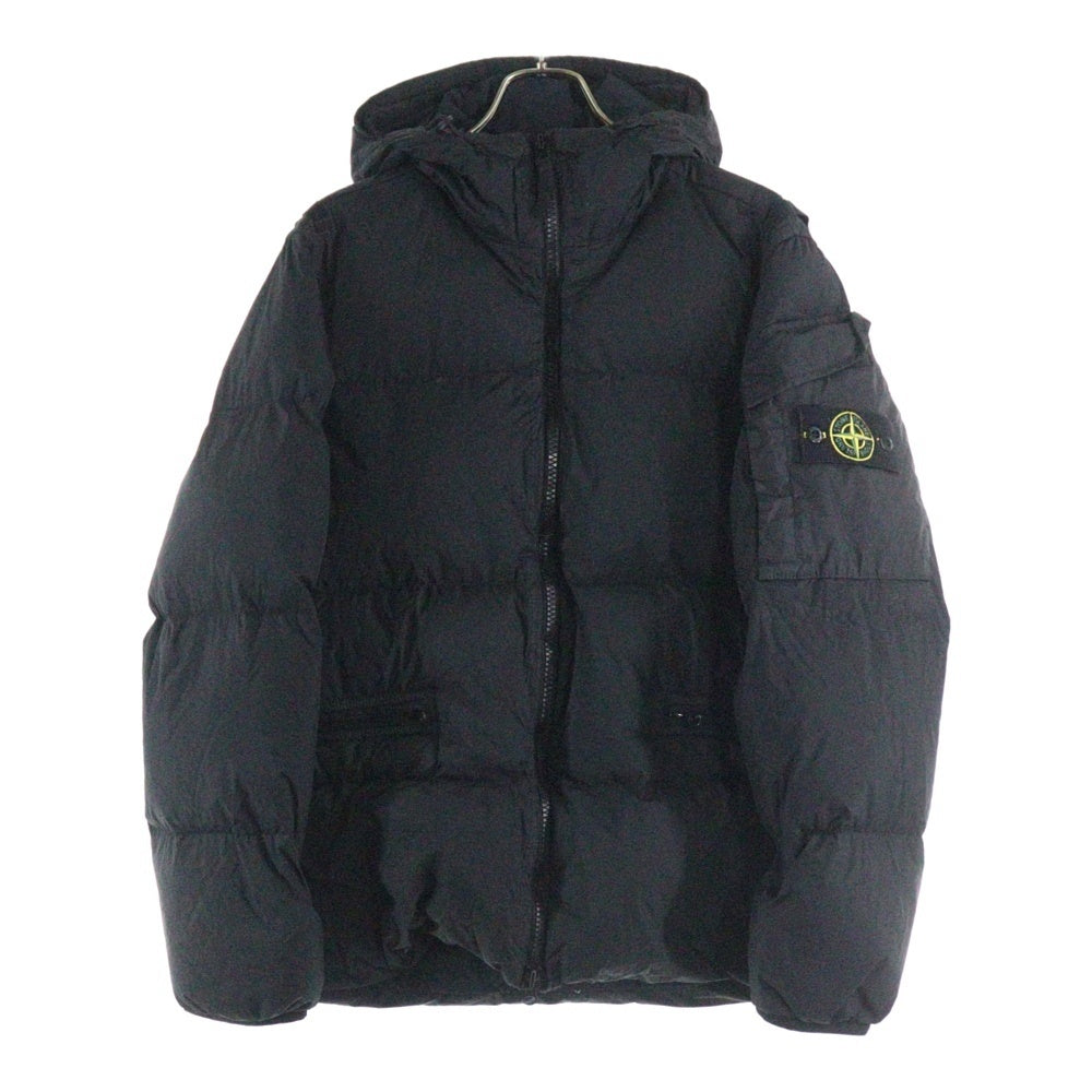 STONE ISLAND(ストーンアイランド) 22AW GARMENT DYED CRINKLE REPS R-NY ジップアップ フーディダウンジャケット 771540223 ブラック