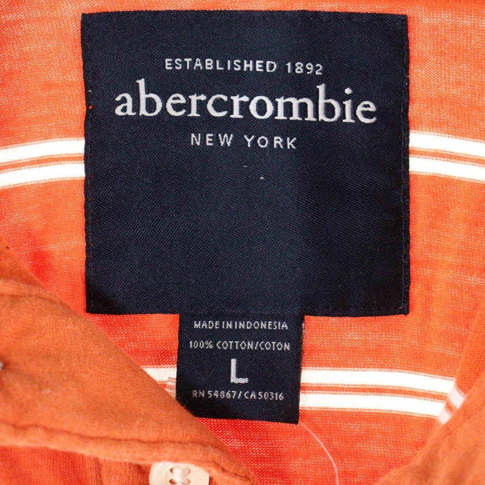 NO BRAND(ノーブランド) abercrombie ロゴ刺繍 ボーダーポロシャツ オレンジ