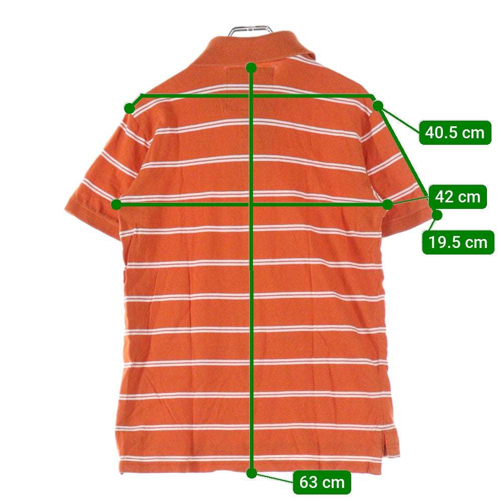 NO BRAND(ノーブランド) abercrombie ロゴ刺繍 ボーダーポロシャツ オレンジ