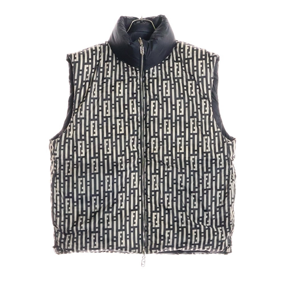 FENDI(フェンディ) 24SS ズッカ リバーシブル中綿ベスト 総柄 ブラック/ブラウン FAA915