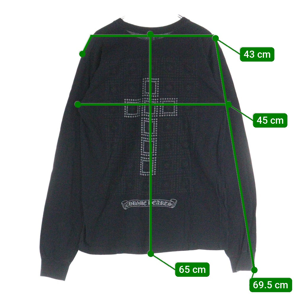 CHROME HEARTS(クロムハーツ) Framed Cross Tee フレームクロス スクロールラベルプリント ロングスリーブ 長袖Tシャツ カットソー ブラック