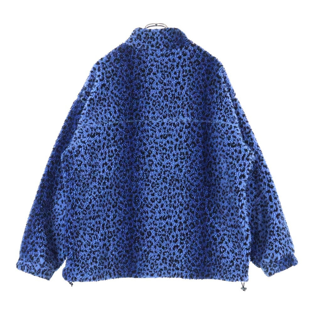X-GIRL(エックスガール) 21AW REVERSIBLE BOA FLEECE JACKET リバーシブル ボア レオパード ジャケット ブルー