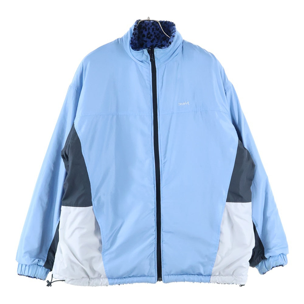 X-GIRL(エックスガール) 21AW REVERSIBLE BOA FLEECE JACKET リバーシブル ボア レオパード ジャケット ブルー