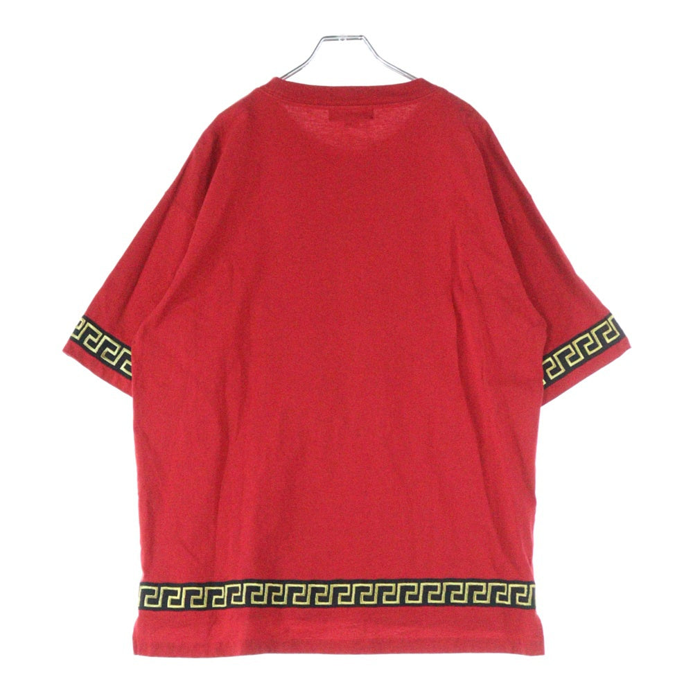 GALFY(ガルフィー) 刺繍デザイン クルーネック半袖Tシャツカットソー レッド 112002