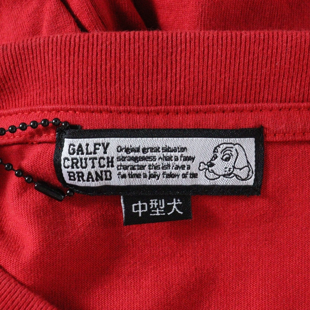GALFY(ガルフィー) 刺繍デザイン クルーネック半袖Tシャツカットソー レッド 112002