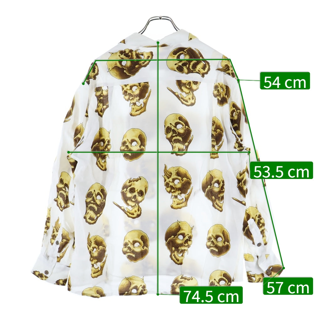 WACKO MARIA(ワコマリア) 24AW 56TATTOO STUDIO SKULL HAWAIIAN SHIRT L/S スカル総柄 ハワイアンロングスリーブシャツ ホワイト 56TS-WM-HI14