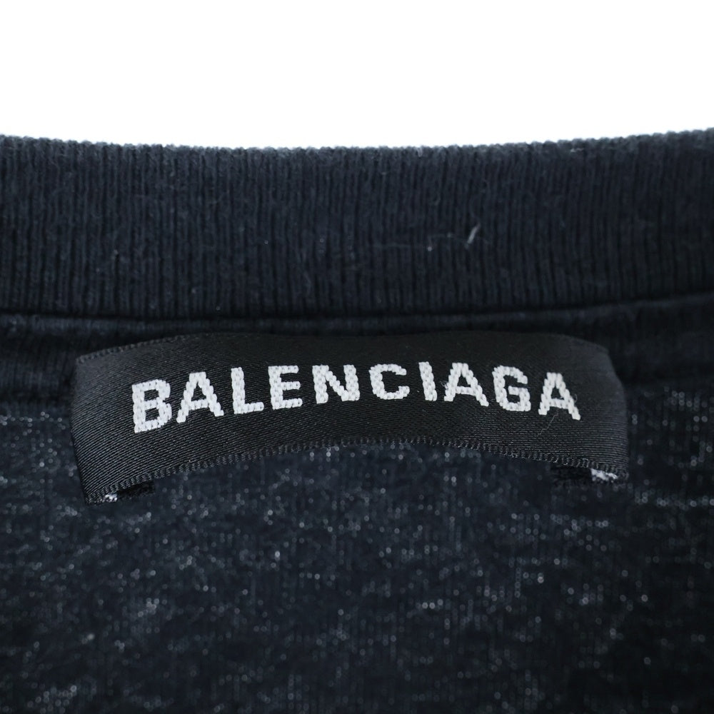 BALENCIAGA(バレンシアガ) 19SS ショルダータグ クルーネック 半袖Tシャツカットソー ブラック 578139