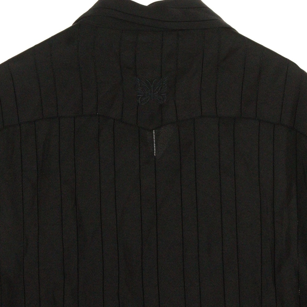 Needles(ニードルス) Cowboy One-Up Shirt TA/CU/PE Georgette パピヨン刺繍 カウボーイ オープンカラーシャツ ブラック OT202
