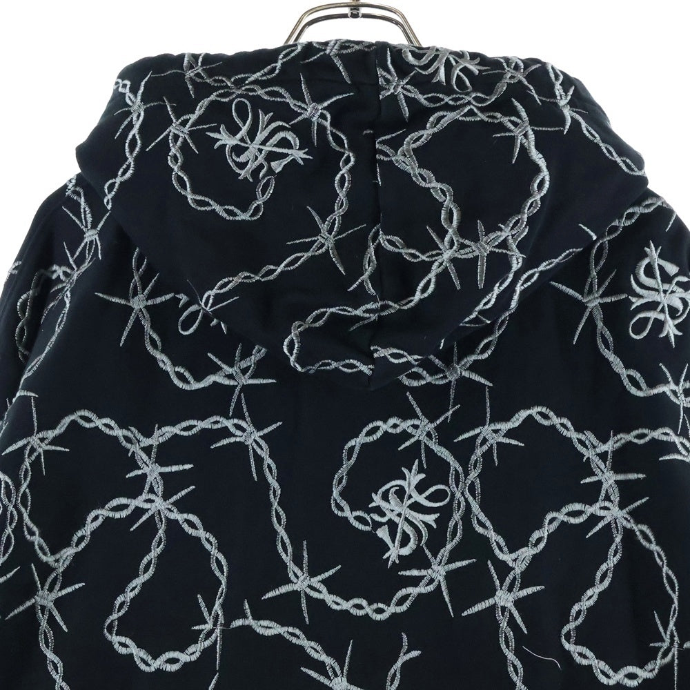 SUPPLIER(サプライヤ) CROSS CHAIN EMBROIDERY ZIP HOODIE クロスチェーン ジップアップフーディパーカー ブラック