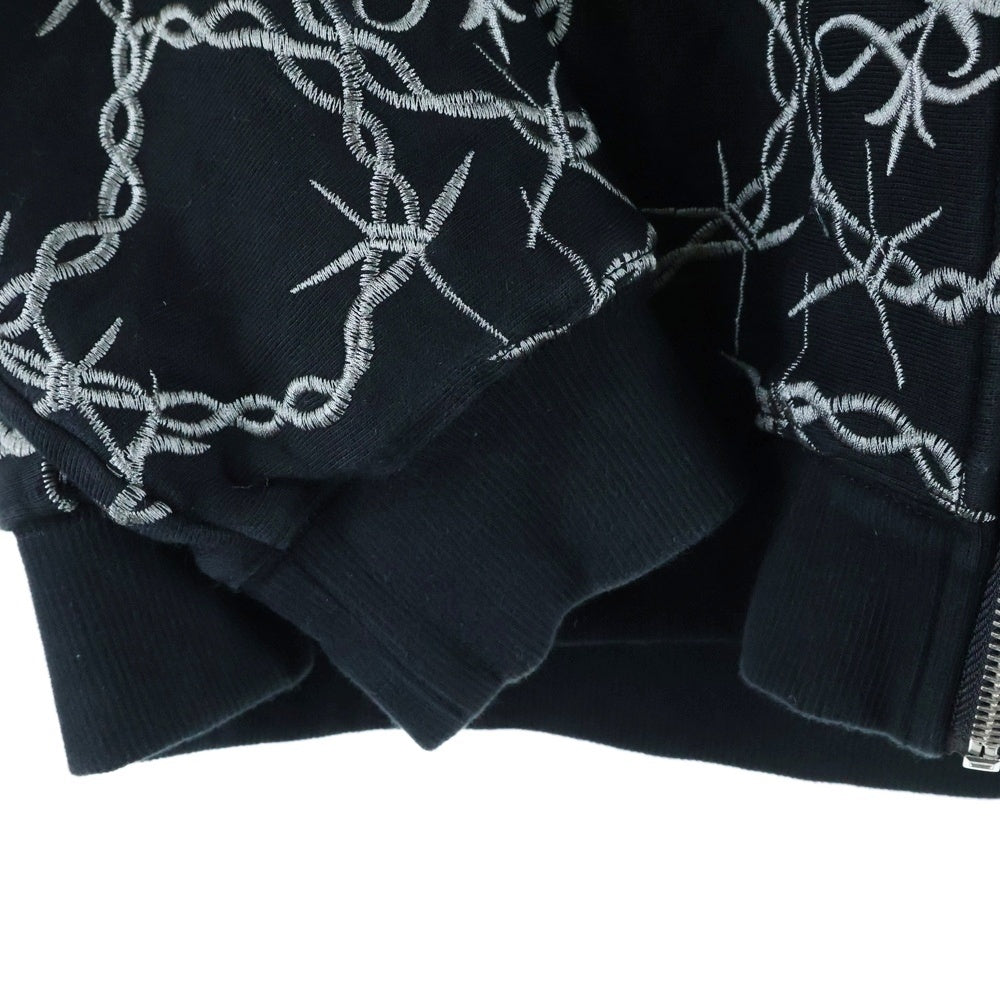 SUPPLIER(サプライヤ) CROSS CHAIN EMBROIDERY ZIP HOODIE クロスチェーン ジップアップフーディパーカー ブラック