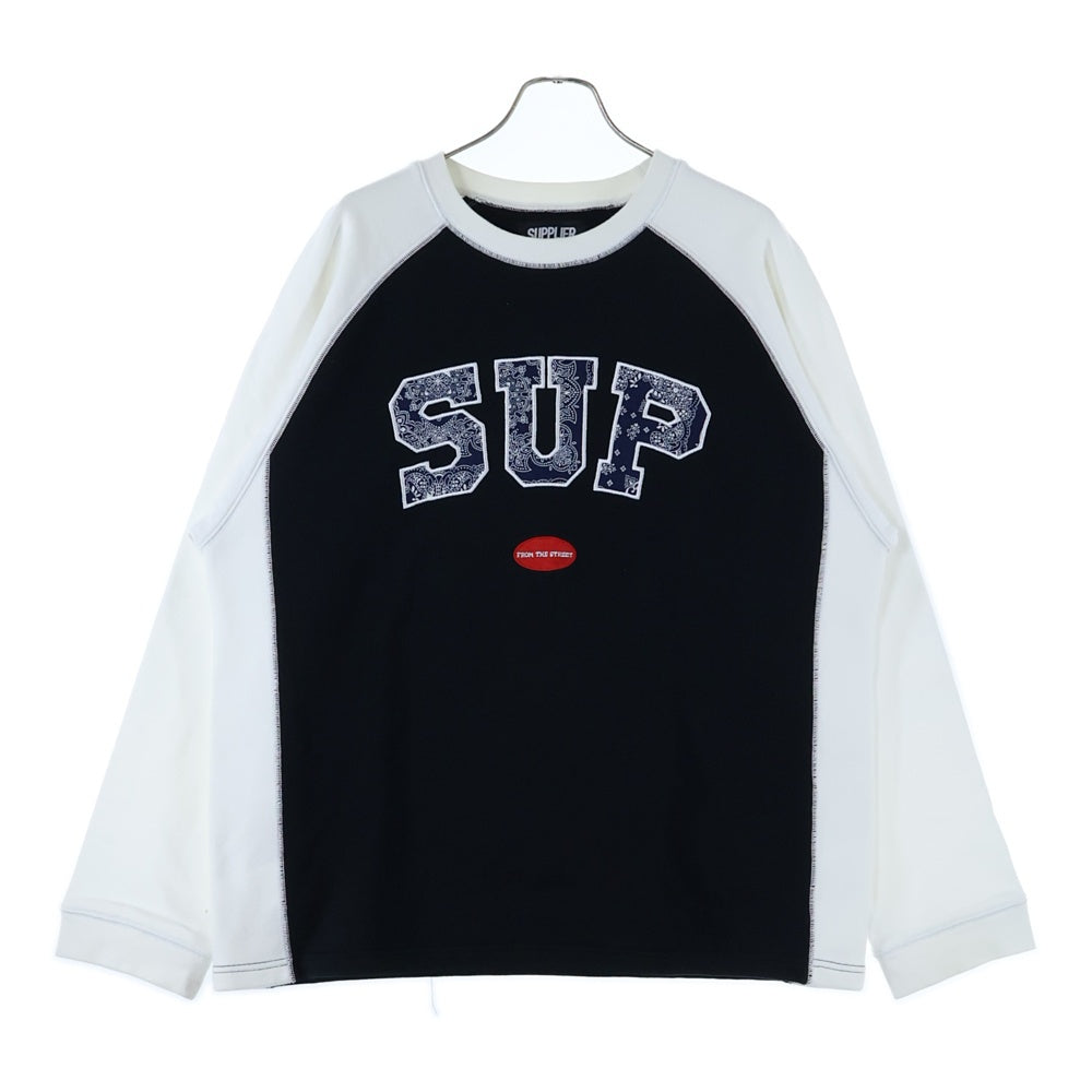 SUPPLIER(サプライヤ) フロントワッペン クルーネックスウェットシャツ ブラック