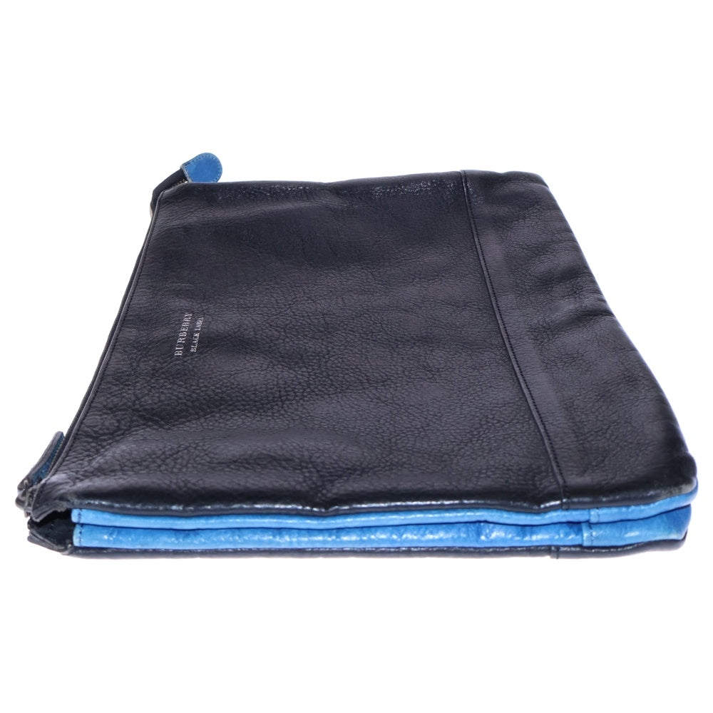 BURBERRY BLACK LABEL(バーバリー ブラックレーベル) クラッチバック レザー ブラック