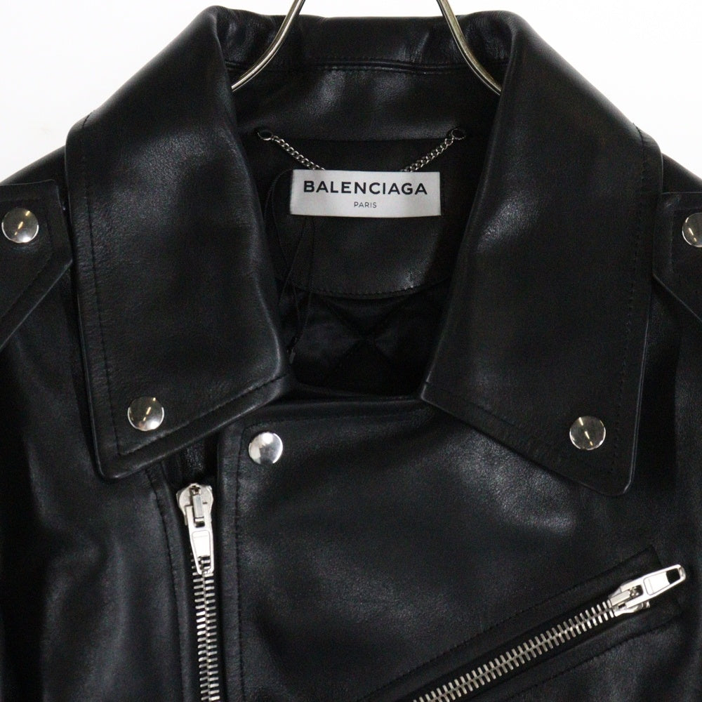 BALENCIAGA(バレンシアガ) 16AW SWING TOP LEATHER JACKET 446474 TSH09 スウィングトップダブルライダースジャケット ブラック