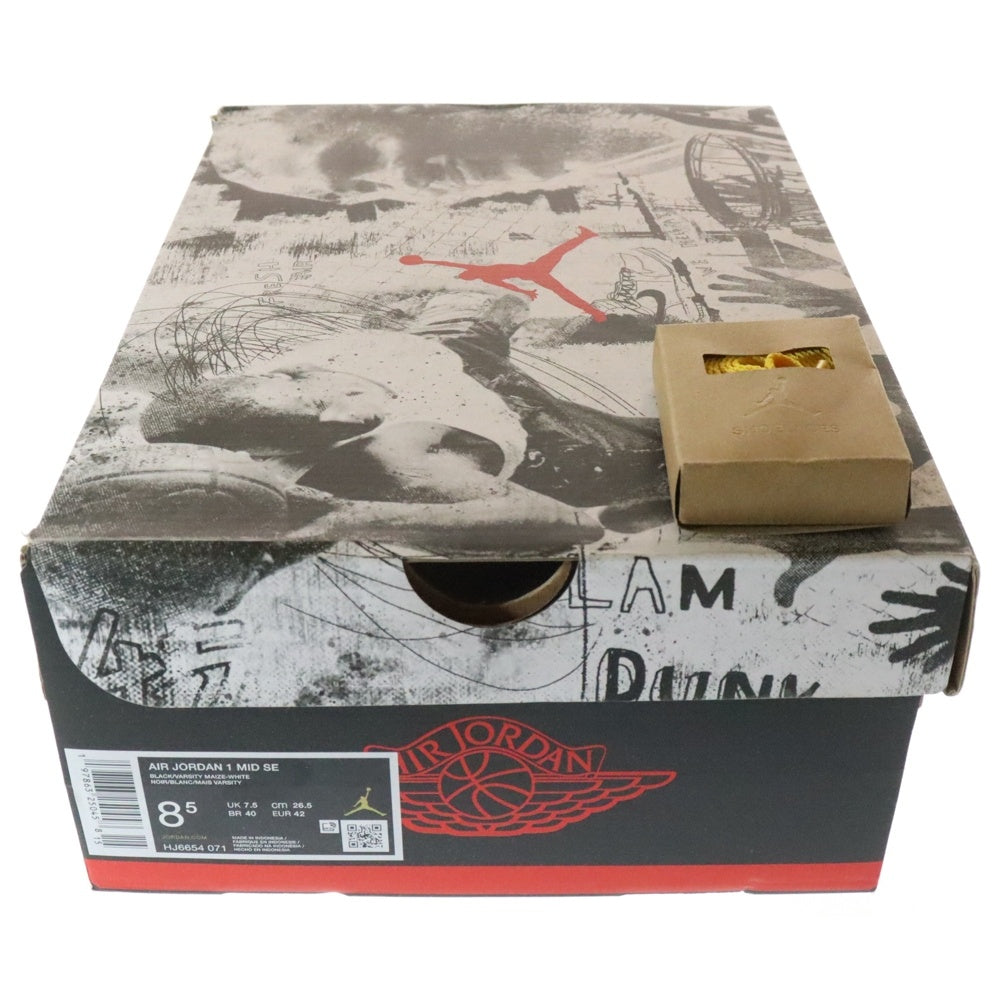 NIKE(ナイキ) Air Jordan 1 Mid SE New Love エアジョーダン1 ミッド SE ニューラブ ミッドカットスニーカー HJ6654-071 ブラック/イエロー US8.5