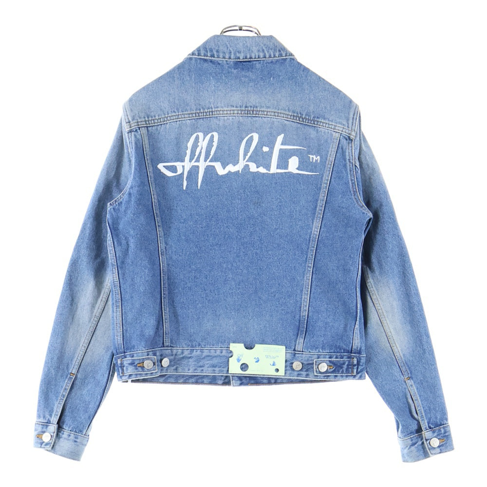 OFF-WHITE(オフホワイト) Denim Long Jacket バッグロゴ刺繍 デニムトラッカージャケット インディゴ OWYE012E20DEN002