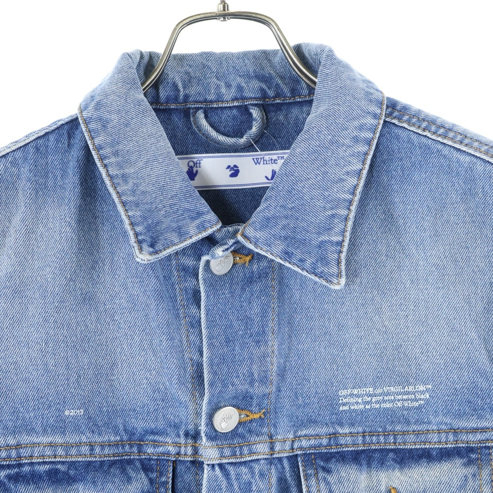 OFF-WHITE(オフホワイト) Denim Long Jacket バッグロゴ刺繍 デニムトラッカージャケット インディゴ OWYE012E20DEN002