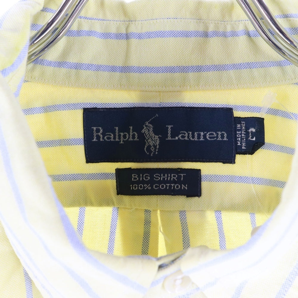 POLO RALPH LAUREN(ポロラルフローレン) ロゴ刺繍 ストライプ 長袖シャツ イエロー