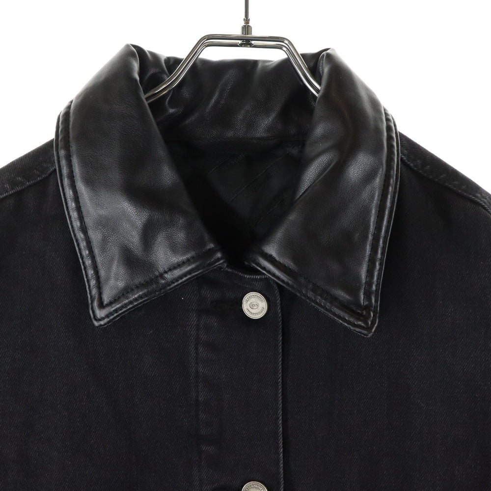 NO BRAND(ノーブランド) MASONPRINCE レザー 切り替え デニムジャケット ブラック